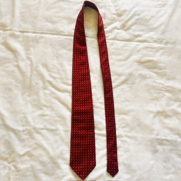 Cravattificio Di Siena Mens Tie Red and Gold 100% Silk 56 x 3.7 - Picture 7 of 10